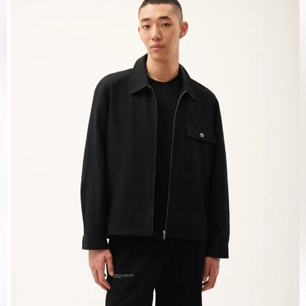 NWT Pangaia DNA Cotton Linen Harrington Jacket Lightweight Black Unisex Size L - Picture 3 of 11